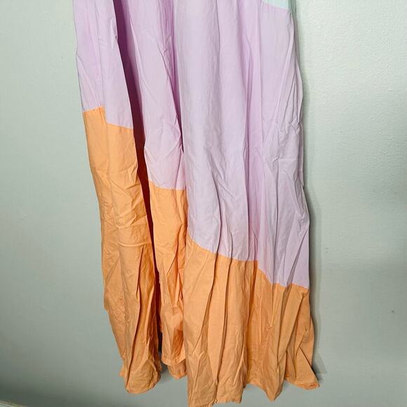 VEDA Summer Pastel Fiesta Orange Colorblock Sleeveless Shift Dress Size Small - Picture 6 of 9